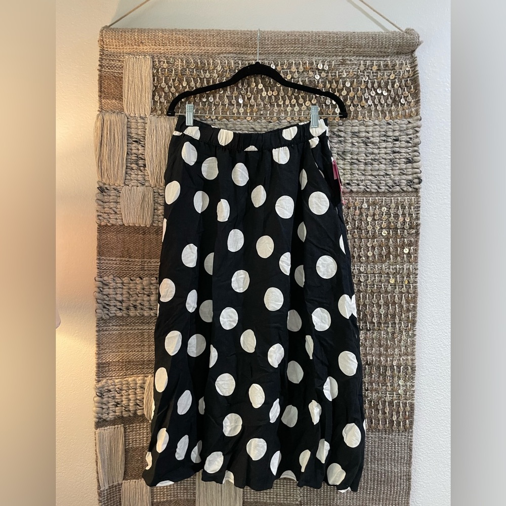 NWT Tabatha Brown for Target black & white polka dot midi skirt sz S - Picture 2 of 10